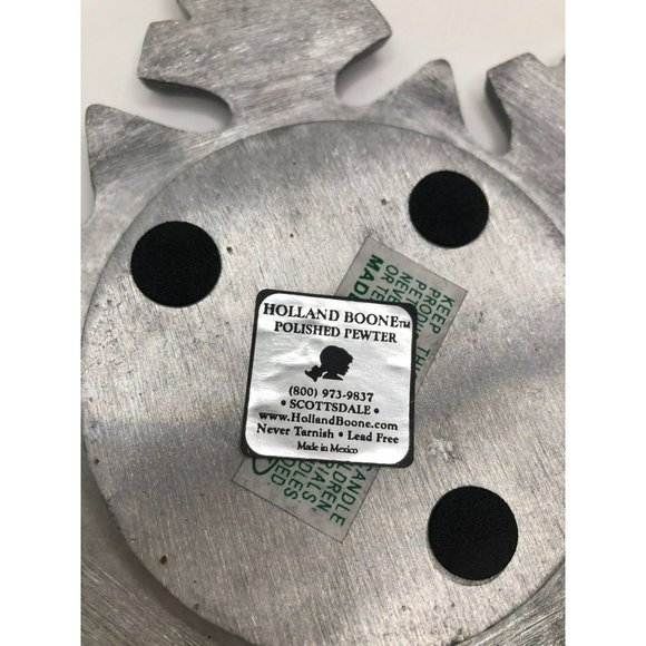 Holland Boone Polished Pewter Snowflake Pillar Candle Wine Holder Winter Xmas - Picture 5 of 5